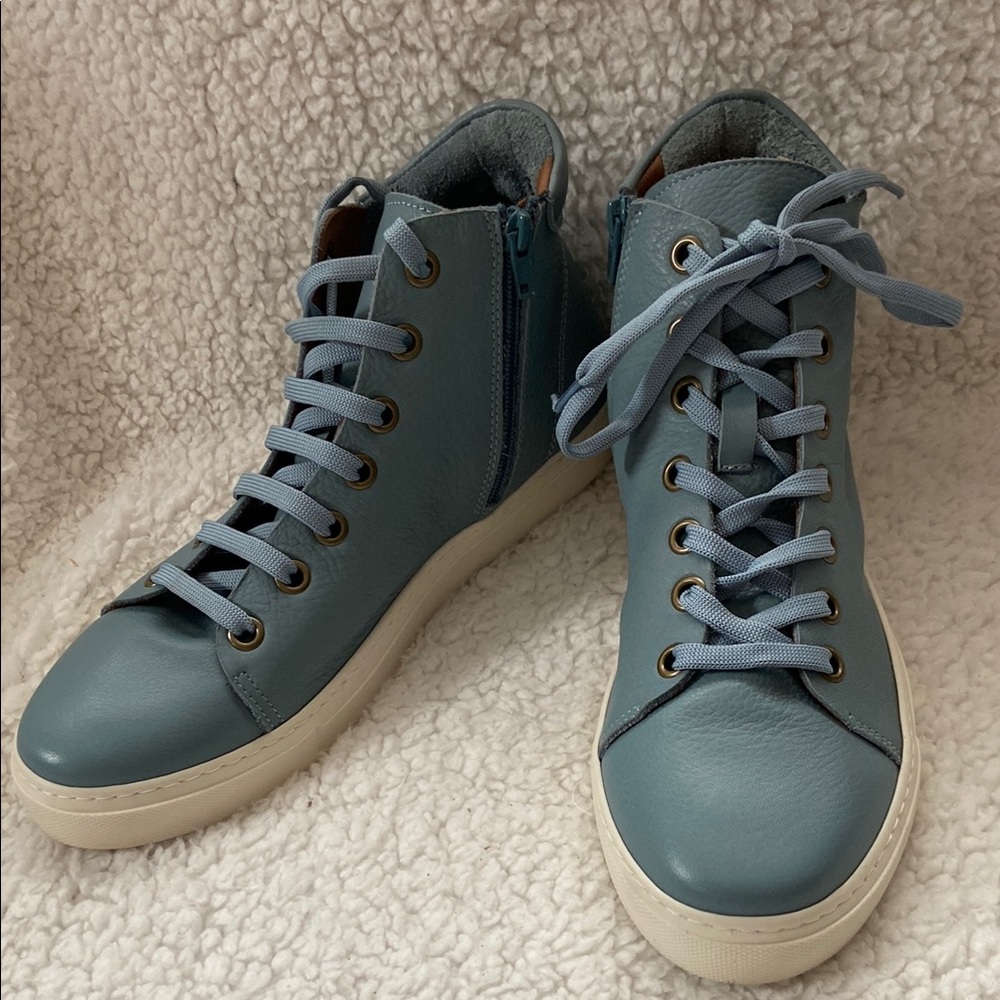 Men’s Leather Bueno Blue High-Top Sneakers Size EU 41